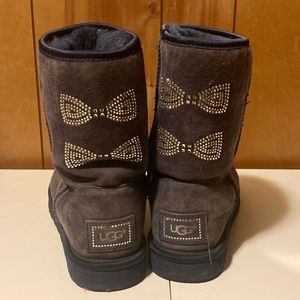 Rhinestone bow UGG boots